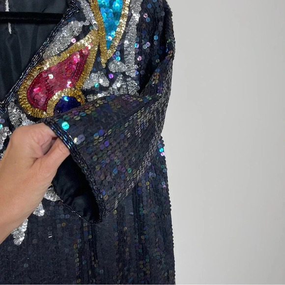 Jewel Queen Silk Sequin Dress Women Y2K Hollywood Regency fairycore whimsygoth - Picture 5 of 12